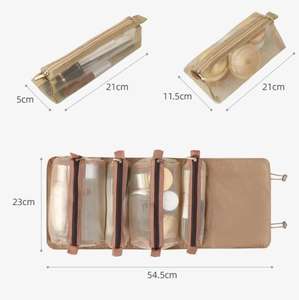 Sac de toilette de voyage multifonctionnel imperméable de grande capacité avec compartiment premium suspendu au mur, sac à maquillage 4 en 1 - Product Image 3