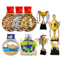 Logo gravé 3d or argent bronze médaille gagnante, trophées du groupe vainqueur et médaille