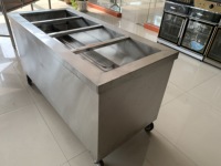 Chauffe-plats électrique commercial Table à vapeur en acier inoxydable à 4 pots, serveur de buffet pour cuisine et restaurant