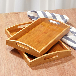 Bandeja de servir de bambú, bandeja rectangular de madera para té y bebidas, estilo japonés, uso doméstico y hotelero, diseño simple, color sólido - Product Image 3