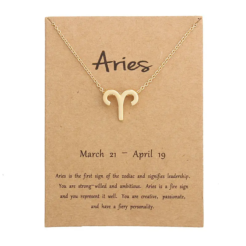 Populares de regalo de cumpleaños collar de oro 12 Zodiaco colgante símbolo deseo tarjeta collar del encanto de la Astrología de la joyería para las mujeres