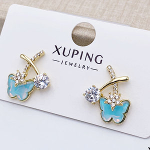 <span class=keywords><strong>Orecchini</strong></span> a perno XUPING all'ingrosso, alla moda, colorati, a forma di farfalla, fiore, stella, <span class=keywords><strong>per</strong></span> ragazza giovane, placcati oro 14K, con pietre, da donna - Product Image 2