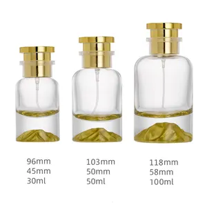 زجاجات عطر بخاخ فارغة اسطوانية الشكل متدرجة الذهبية من عند قاعدة جبل سميكة فريدة من نوعها