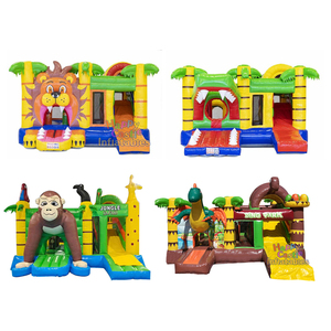 Château gonflable commercial personnalisé sur <span class=keywords><strong>le</strong></span> thème de la jungle avec éléphant, en PVC, avec toboggan, jeux d'extérieur à vendre - Product Image 6