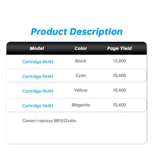 Consumibles de impresora de cartucho de tóner de Color Compatible con Canon CRG064H para impresora láser de tóner Canon i-sensys MF832cdw