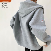 Sweat à capuche unisexe de luxe personnalisé avec fermeture éclair intégrale, 100 % coton de haute qualité, coupe ample, en tissu éponge long pour femme, idéal pour l'automne
