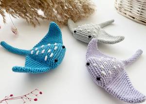 Animaux marins en <span class=keywords><strong>crochet</strong></span> Amigurumi : hippocampe, méduse, <span class=keywords><strong>baleine</strong></span> beluga, <span class=keywords><strong>baleine</strong></span>, étoile de mer et raie en <span class=keywords><strong>crochet</strong></span> - Product Image 6