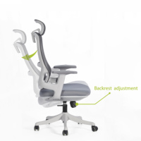 Chaise de bureau ergonomique confortable SAMDI, chaise de bureau moderne en maille grise pour ordinateur