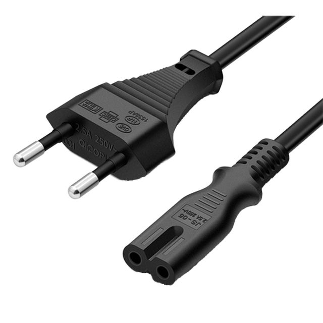 1.5m Black European AC Type F Plug Right Angle Cee7/7 to C7 Iec 250V IP11 Power Cord for Computer Projector