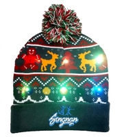 Cappelli Invernali Personalizzati con LED Colorati Natalizi, Berretti Lavorati a Maglia in Acrilico Jacquard con Fiocchi Cartoon