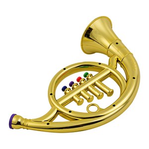 Instrumento <span class=keywords><strong>Musical</strong></span> de Viento, Trompa Francesa para Niños Pequeños, Trompa Metálica Dorada de ABS con 4 Teclas de Colores - Product Image 3