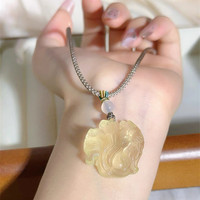 Shiloh Renard à neuf queues plaqué or, sculpté en cristal naturel jaune et rose, tendance, cadeau de mariage unisexe