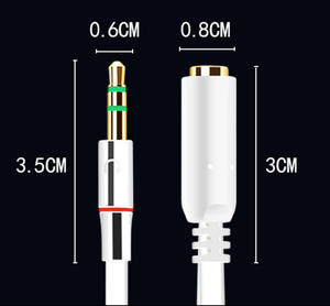 Adaptor Pemisah Headphone 3.5mm Male-Female dengan Mikrofon |   Kabel Audio PVC untuk Mobil/MP3 |   20cm Hitam/Putih/Merah - Product Image 6