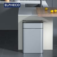 ELPHECO Poubelle intelligente rectangulaire en acier inoxydable 40L pour l'intérieur, avec ailes ouvertes pour la maison, le bureau et la chambre à coucher.