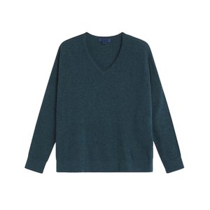 เสื้อสเวตเตอร์ไหมพรมคอวีทรงเรียบง่ายสำหรับผู้หญิง สไตล์มินิมอล โทนสีกลางๆ ไม่มีการตกแต่ง  รับผลิตตามแบรนด์ ขายส่ง - Product Image 1