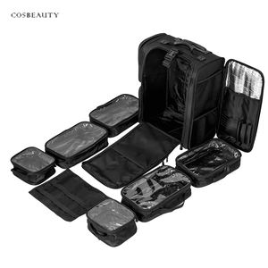 Büyük seyahat makyaj arabası saklama kutusu haddeleme kozmetik kutusu çoklu bölmeler ile - Product Image 6