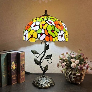 LongHuiJing 12Inch European Stained Glass Flower Lampshade Handcrafted Multicoloured AC Powered LED Adjustable Eco-Friendly - Product Image 2