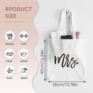 Wholesale Hot Sale Simple Single Shoulder Letter Pattern Cute Cotton Canvas Tote <b>Bag</b> with Custom Printed Logo for Daily Use - Product Image 2