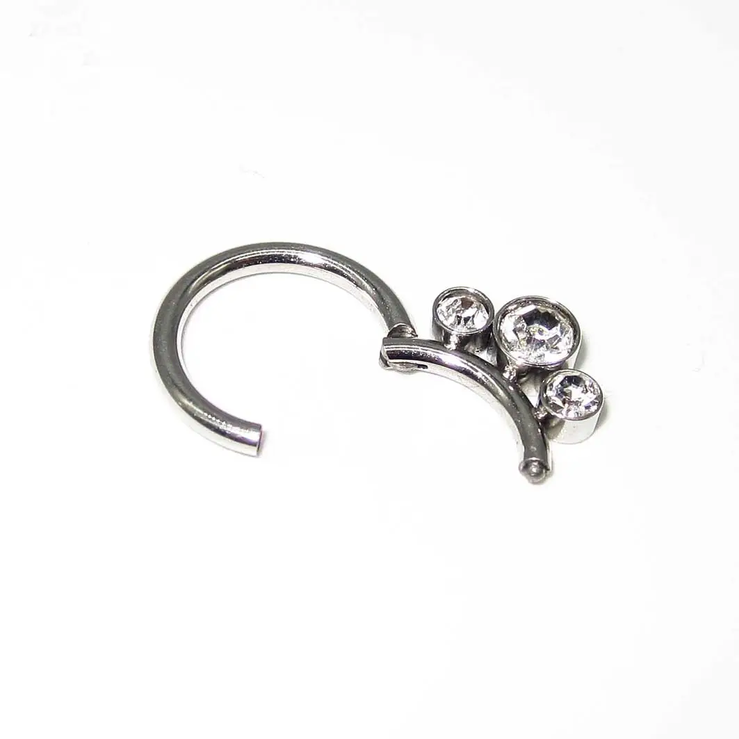 316L Chirurgischer Stahl Jeweled Hinged Segment Ring CZ Body Piercing Schmuck Hochglanz poliert