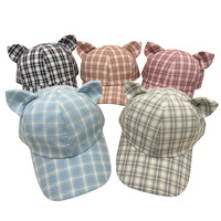 Casquette de baseball unisexe à oreilles de chat 3D, motif écossais, style hip-hop et street dance, visière incurvée, snapback pour hommes et femmes, vente en gros d'usine