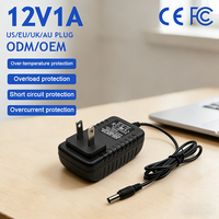 Vente directe d'usine, adaptateur secteur 12V 1A, AC DC 12W 12V 1A, alimentation 12V 1A, prise US/EU, adaptateur pour bande LED 12V 1A, chargeur mural 12V 1A