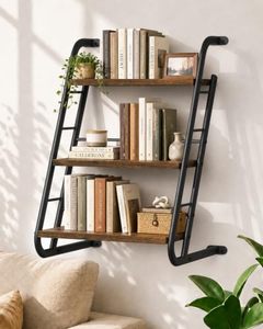 Étagère murale industrielle SENYU avec structure en fer et étagères en bois, design rectangulaire à trois niveaux pour le rangement dans le salon - Product Image 1