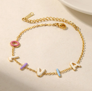 Personalizzato colorato Bubble Letter <span class=keywords><strong>Bracciale</strong></span> Personalizzato Smalto Lettera Braccialetti Colorati Regali per la <span class=keywords><strong>Festa</strong></span> della <span class=keywords><strong>Mamma</strong></span> - Product Image 6