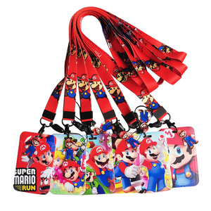 25mm Mario Theme Hard Bus Push Fit Card Sleeve Heat Transfer Printing Student Campus Card Polyester Lanyard