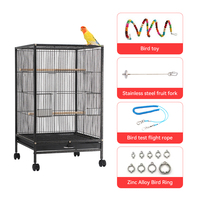 Cage à oiseaux en métal, grande cage pour animaux de compagnie, cage pour perroquet, canari, perruche, avec support, plateau pour mangeoire, cage portable pour l'élevage d'oiseaux en extérieur et en intérieur