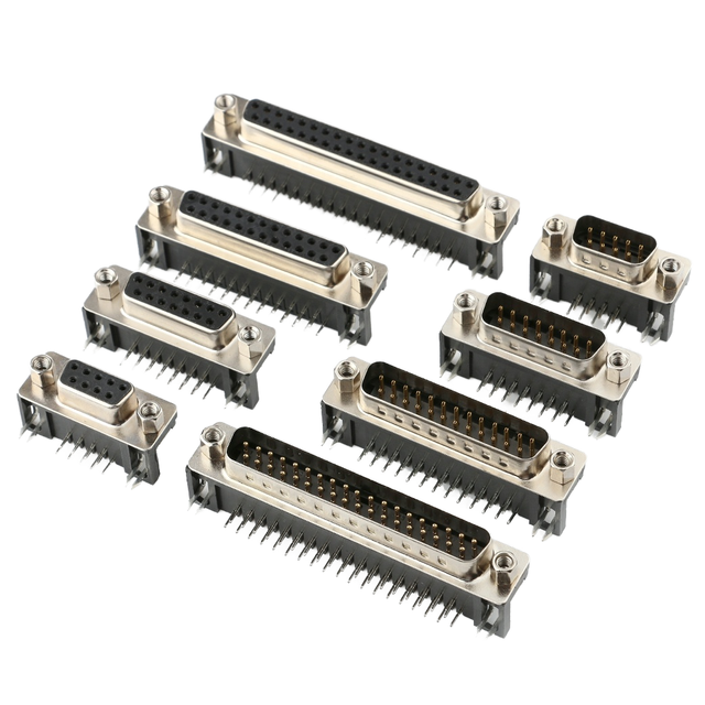 For DR-15P Series VGA Connector Right Angle Slim Male/Female Threaded Clinch Nut 9P D-Sub Socket PCB Application Conector