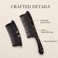 Lot de peignes en bois d'ibériol africain à dents larges avec manche en forme de croissant, personnalisables (logo, OEM, ODM) pour salons, vente au détail et cadeaux