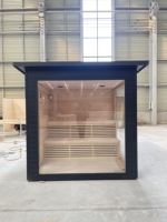 Ruang Sauna Listrik Luar Ruangan Desain Tradisional Kayu Solid Hemlock dengan Kompor Uap Basah, Panel Kontrol Komputer, Perakitan Khusus, Garansi 1 Tahun