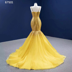 Rsm67501 Vestido de Lentejuelas para Mujer, Nuevo Modelo 2022, Diseño Personalizado con Escamas de Pez, Color Amarillo, Chal Desmontable - Product Image 5
