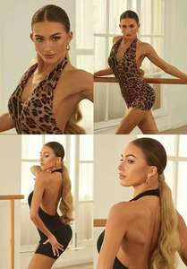 ชุดเต้นลาตินลายเสือดาวแบบใหม่ล่าสุด กระโปรงระบายชายแบบสวิง สำหรับการแสดงแซมบ้า ชะชะช่า ชุดคอสตูมสำหรับผู้หญิง - Product Image 2