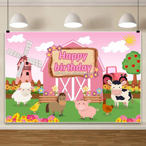 Bannière de fond de scène pour photographie, décorations de fête, accessoires photo pour garçons, thème animaux de la ferme, <span class=keywords><strong>Joyeux</strong></span> <span class=keywords><strong>Anniversaire</strong></span>, Halloween, Remise de diplôme - Product Image 4