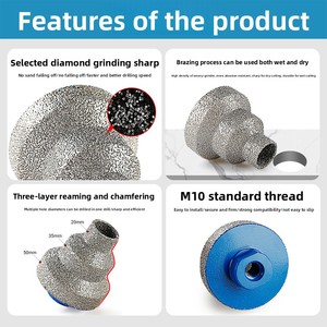 Broca escalonada de diamante JOWIN tipo pagoda 20-35-50mm para mampostería, expansor de orificios, sierra perforadora cónica <span class=keywords><strong>multicapa</strong></span> de 75mm de diámetro total - Product Image 4