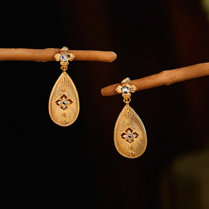 Boucles d'oreilles pendantes vintage tendance en acier inoxydable 316L plaqué or PVD avec zircon, design goutte d'eau durable et résistant, pour femme, idéales pour les soirées - Product Image 3