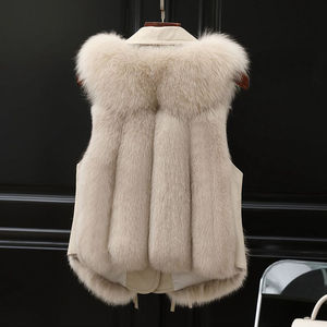 <span class=keywords><strong>Gilet</strong></span> court en modal pour <span class=keywords><strong>femme</strong></span>, style vintage patchwork en fausse fourrure, tendance jeunesse, nouvelle collection automne-hiver 2025 - Product Image 3