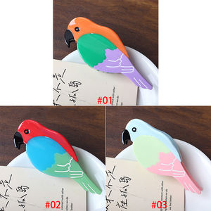 Eğlenceli Tasarım Papağan Asetat Toka Karikatür Renk Bloklu Kuş ve Köpekbalığı Klipsi Şık Yaratıcı ve Sevimli Büyük Saç Tokaları - Product Image 5