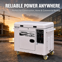 Générateur diesel super silencieux 9 kW à démarrage électrique avec 4 roues, station d'alimentation insonorisée pour événements extérieurs et camping-cars