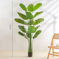 Plante Bonsaï Artificielle en Pot en Plastique, Faux Palmier Vert, Palmier du Voyageur Haute Simulation Fait Main pour la Décoration Intérieure