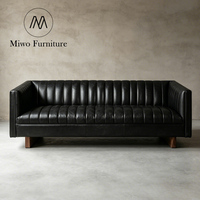 Canapé d'angle en cuir véritable pour salon, style rétro, mobilier de villa contemporain, base en bois rembourrée, canapé bistrot marron