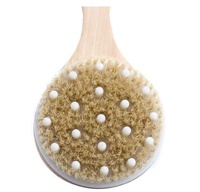 Brosse de massage pour le dos à long manche en bois, brosse de bain sèche pour le corps, brosse exfoliante en bambou et poils de sanglier pour le nettoyage corporel