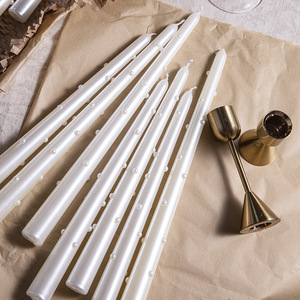Bougies coniques fines et hautes, non parfumées, personnalisables, avec autocollants nacrés DIY tendance, pour la décoration créative du Ramadan, Diwali, Halloween et des mariages - Product Image 3