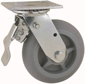 44 Series Heavy Duty Double Ball Raceway Struktur 4x2, 5x2 <span class=keywords><strong>6x2</strong></span> 8x2 Top Plate Rigid Swivel mit Brems industrie Grey TPR Caster - Product Image 4