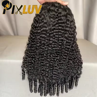 Perruque mi-tête bouclée birmane, perruque mi-tête afro crépue bouclée en cheveux humains, perruque sans colle avec cordon de serrage et clips invisibles, idéale pour les débutantes