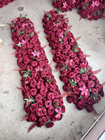 Chemin de table luxueux de 2 m avec rangée de fleurs artificielles bleues, oranges et rouges, roses et orchidées, pour la décoration de fond de table
