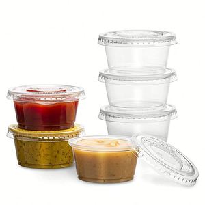 Gobelets à sauce en gros d'usine avec couvercle séparé, gobelets à portion individuels en plastique PP noir jetables pour salades, pour restaurants - Product Image 5