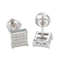 Boucles d'oreilles clous en moissanite à visser, en argent sterling 925, motif carré, serties de pierres, testées positivement au testeur de diamant, bijoux
