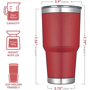 30oz White Tumbler Stainless Steel Insulated Travel Mug with Straw Lid Cleaning Brush (30oz White) - Product Image 3
